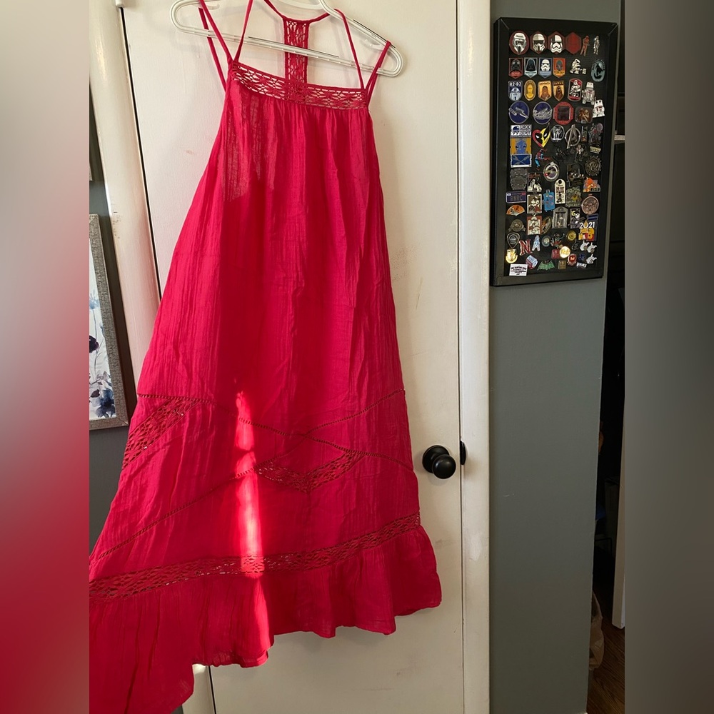 Pink Anthropologie strappy Maxi Dress